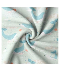 Tissu coton enfant baleines de 150 cm de largeur belnoecru vendu par 50 cm