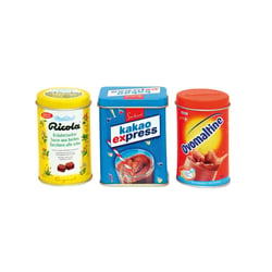 Ricola, Ovomaltine, Boîte de conserve en métal de Suchard