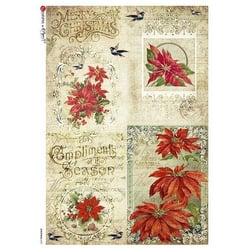 1 feuille de papier de riz 22.5 x 32 cm découpage collage Paper Designs NOEL 0291