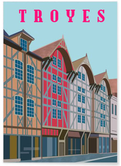 Affiche ville Troyes | A3 : 29,7x42cm