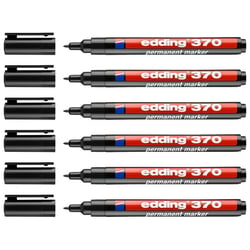 Lot de 6 marqueurs permanents pointe ronde 1 mm - EDDING 370 - Noir