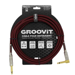 CABLE JACK 6.35 D/C - 3M - NYLON TRESSÉ ROUGE - GROOVIT®
