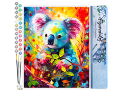 Peinture par Numéro Figured'Art - Koala Coloré Abstrait - Kit de Loisir Créatif DIY Numéro d'Art Complet - 40x50cm sans châssis en bois