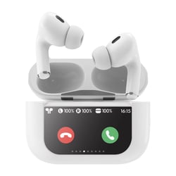 FORCE PLAY Ecouteurs TWS ANC avec Boitier de Charge Écran Tactile Autonomie 35H Blanc