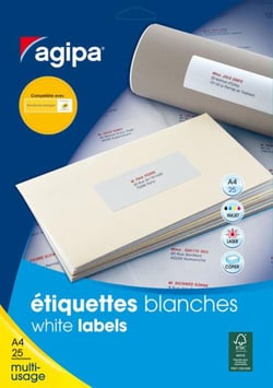 Apli 119615 - Etiquettes blanches multi usage format 63,5 x 46,6mm
