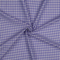 Tissu Voile de Coton fil teint imprimé Petits carreaux lilas sur fond Blanc cassé