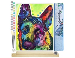 Peinture par Numéro Figured'Art - Chien étoilé 2 - Kit de Loisir Créatif DIY Numéro d'Art Complet - 40x50cm toile roulée + châssis en bois à monter