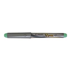 Lot de 12 Stylos Plume Jetables PILOT V-Pen Silver - Encre verte - Plume moyenne 0,4 mm