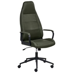 Chaise de Bureau Vert Foncé en Tissu Pivotant Réglable avec Accoudoirs Style Traditionnel Moderne