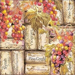 Lot de 4 serviettes en papier découpage collage 33 cm RAISIN BOUCHON