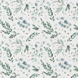 Tissu Coton imprimé Ito vert sur fond Blanc - Au mètre