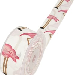 Bobine 15m Ruban flamants roses Blanc