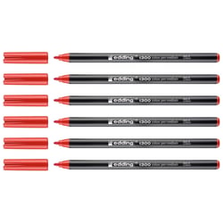 Lot de 6 feutres de coloriage pointe ronde moyenne - EDDING - Rouge - 2 mm
