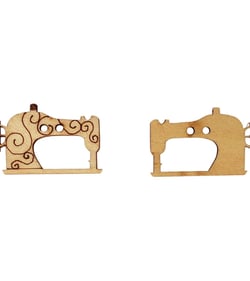Bouton en bois découpé machine à coudre 17mm x 5mm