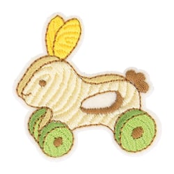 Ecusson thermocollant jouet en bois lapin 4cm x 4cm