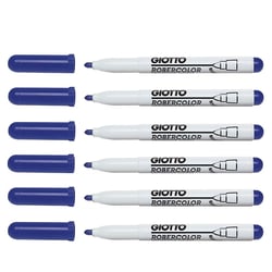 Lot de 6 feutres tableau blanc effaçable à sec pointe ogive moyenne 4mm - GIOTTO - Bleu