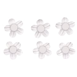 Sticker déco:Fleurs papier av.demi - perle, blanc, av.dot adhésif, 20 pces
