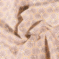 Tissu Coton imprimé Arty Riad sur fond Gris clair