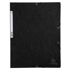 Chemise 3 rabats à élastiques carte lustrée 400g/m2 - A4 - Noir - x 25 - Exacompta