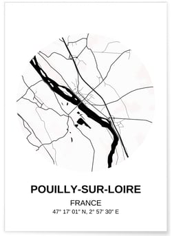 Affiche Carte Pouilly-sur-Loire | A3 : 29,7x42cm