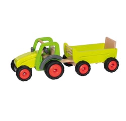 Tracteur avec remorque en bois - Goki - Vert