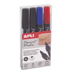 Marqueurs - Indélébile - Permanent - Pointe ronde - 3mm - Noir, bleu, rouge - Apli