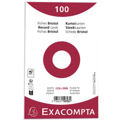 Paquet 100 fiches sous film - bristol dots non perforé - 125x200mm - Blanc - x 12 - Exacompta