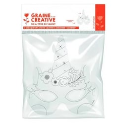 6 masques plats en carton a decorer theme licorne - Graine Creative - Rouge