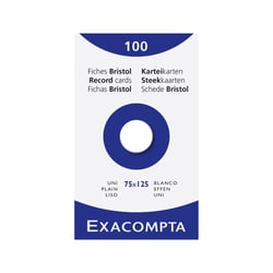 Étui de 100 fiches - bristol uni non perforé 75x125mm - Blanc - x 10 - Exacompta