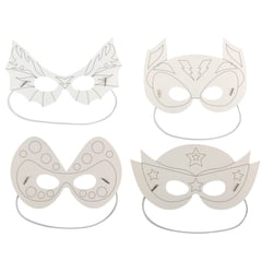 MégaCréa DIY - Masques enfant super héro carton blanc 15 à 22 cm x 4 pièces