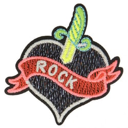 Ecusson thermocollant luminescent cœur & rock 4 cm x 5 cm