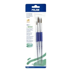 Blister 3 pinceaux ronds (poils chèvre et synthétique) manche en plastique ergo, série 116 nº 2, 8 et 12