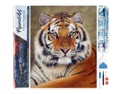 Diamond Painting Broderie Diamant Figured’Art 40x50cm toile entière roulée avec diamants carrés - Regard de Tigre