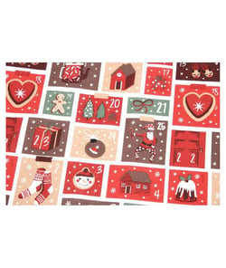 Tissu coton Noël enchanté de 140 cm de largeur advent rouge vendu par 50 cm