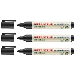 Lot de 3 marqueurs permanents pointe ronde moyenne - EDDING - EcoLine 21 - Noir