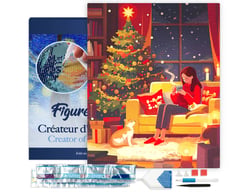 Diamond Painting Broderie Diamant Figured’Art 40x50cm toile tendue sur châssis en bois - diamants carrés - Soirée de Noël tranquille