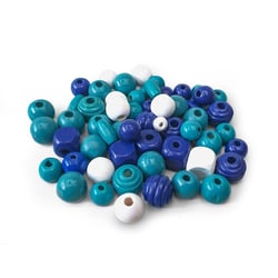 MégaCréa DIY - Perles en bois 0,5 à 2 cm Assortiment bleu 50 pièces