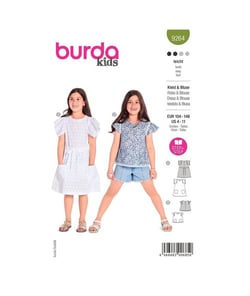 Patron Burda 9264 - Robe et Blouse très aériennes Fille de 104 à 146 cm taille n°104-146