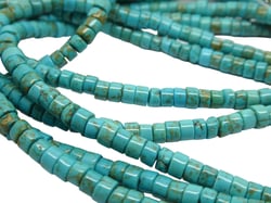 15 Perles rondelles Heishi 4*2.5mm Turquoise naturelle