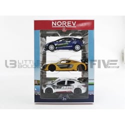 Voiture miniature de collection - NOREV - Fiesta / Citroën C-Elysée / RS 01 - Éch. 1/43 - Lot de 3 - Bleu/Jaune/Blanc