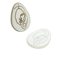2 Pendentifs irréguliers acrylique 32*24mm visage abstrait blanc et transparent