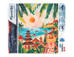 Diamond Painting Broderie Diamant Figured’Art 40x50cm toile entière roulée avec diamants carrés - Bali au coucher du soleil