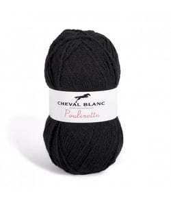 Pelote de laine à tricoter POULINETTE - Cheval Blanc 012 Noir