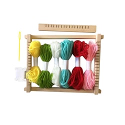 MégaCréa DIY - Cadre de tissage en bois avec 6 échevettes de laine 23x17 cm