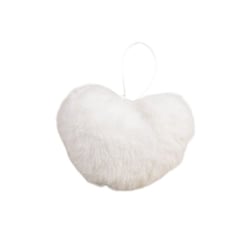 Pompon fourrure artificielle cœur 45x 65mm blanc