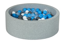 Piscine à balles Aire de jeu + 300 balles blanc, transparent, gris, bleu clair - Velinda