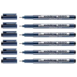 Lot de 6 feutres fins de précision - EDDING - Noir - Pointe 0,5 mm
