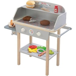 Cuisine barbecue pour enfant - Bois massif - 14 accessoires - Gris