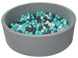 Piscine à balles pour enfant, diamètre env.125 cm, Aire de jeu + 600 balles, gris, turquoise - Velinda