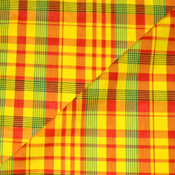 Tissu madras véritable 3m - jaune, rouge et vert  - designers-factory